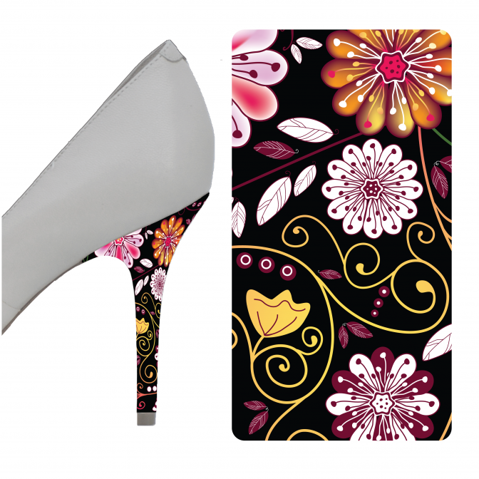 Black Floral heel wrap