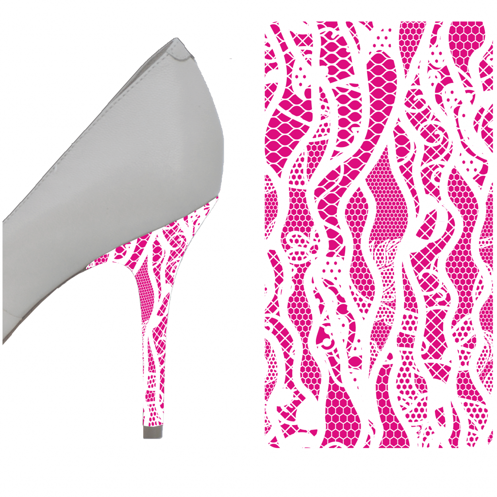 Pink and White Lace heel wrap